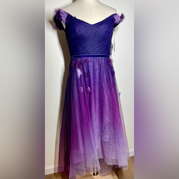 Marchesa Notte | Off The Shoulder High-Lo | Ombre Tulle Gown | Women’s 12 - Picture 2 of 10